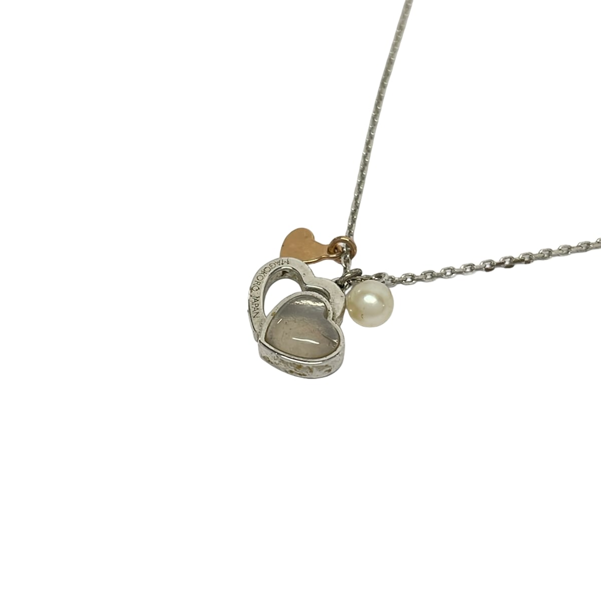 Tasaki Necklace Silver Light Pink Multi Color Stone Pearl K18sg